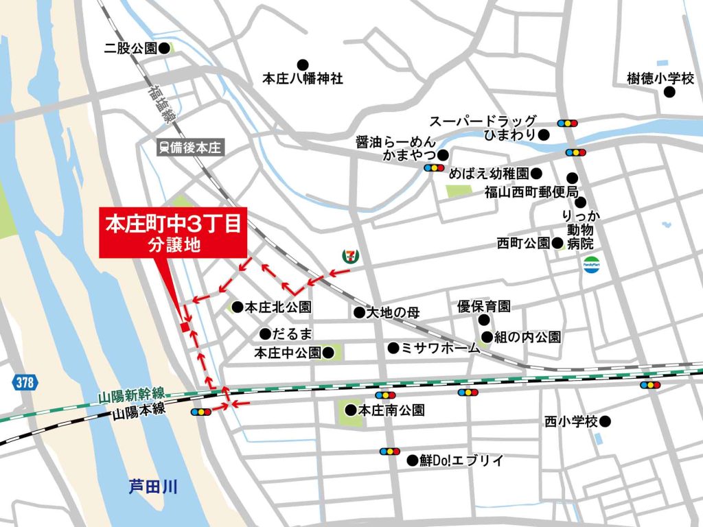 本庄町中の地図