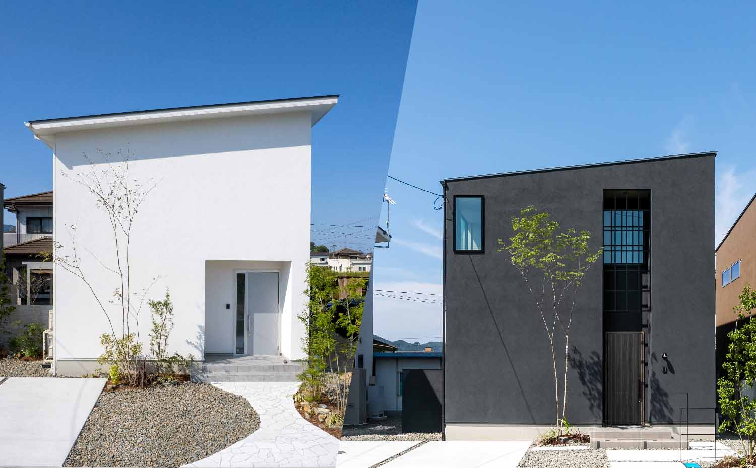 “定額制”注文住宅で建てたテイストの異なる2棟同時見学