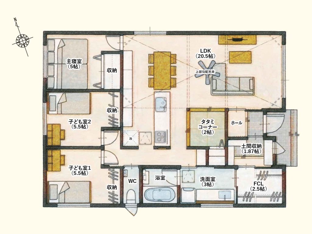 平屋の定額制間取り_道上