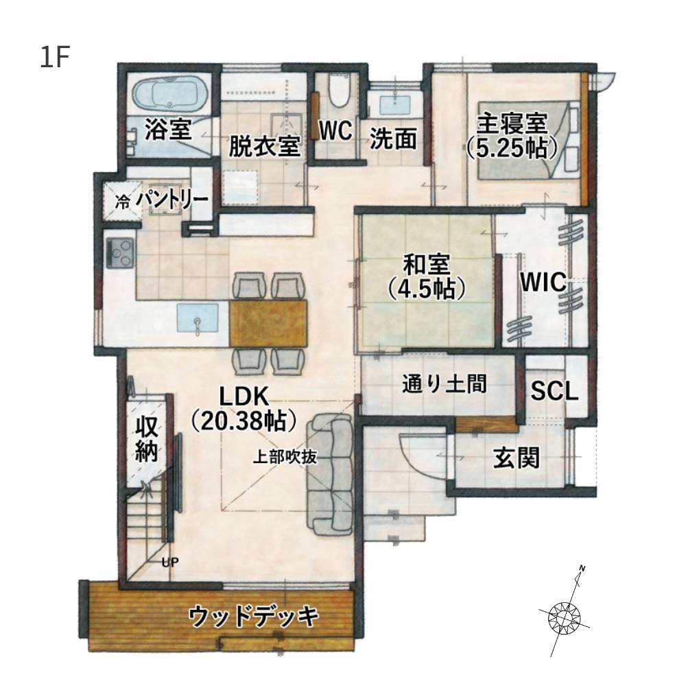 鴨方間取り1F間取り